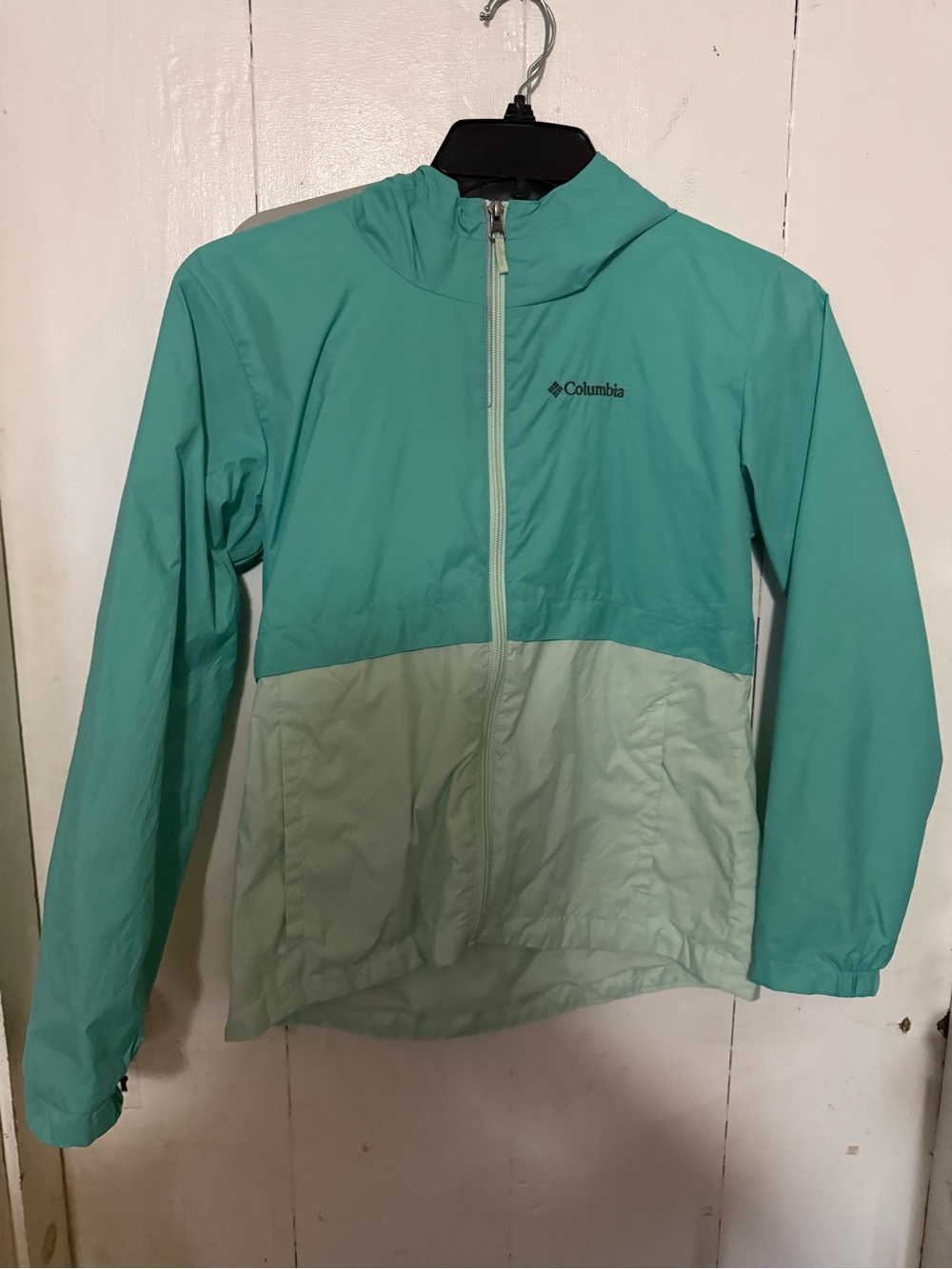 Columbia Kids Two-Tone Teal & Mint Hooded Rain Jacket